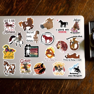 50pcs waterproof horse stickers for laptops and skateboards featuring cartoon equine motifs
