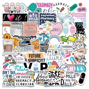 Pharmacist Pharmacy Theme Waterproof PVC Cartoon Stickers For DIY Luggage Laptop Water Bottle Skateboard Decorative Decals