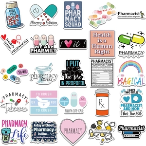 Pharmacist theme waterproof decorative stickers for laptops and suitcases in multiple colors