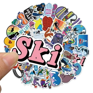 50pcs waterproof ski stickers set for snowboards and helmets with diverse sports graphics