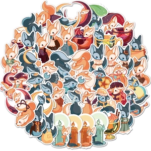 Cartoon Fennec Fox Waterproof Stickers For Water Bottle Laptop Phone Cute Decorative Decal For Kids Students DIY Stationery Journal