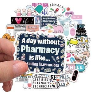 50 unique pharmacist cartoon stickers for DIY luggage and waterproof laptop decoration