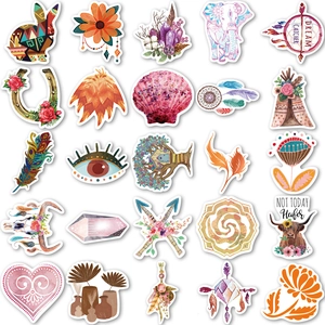 50er-Pack Bohemian-Sticker mit Blumen, Traumfängern und kunstvollen Tiermotiven