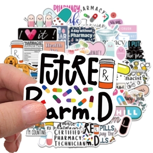 Pharmacist stickers for luggage and laptop with future PharmD and medical designs