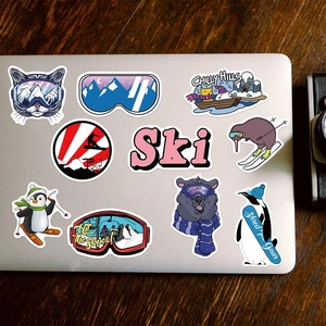 50pcs waterproof ski graffiti stickers for outdoor adventure on silver laptop