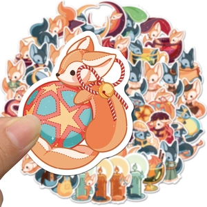 Set of 50 cute cartoon fox waterproof stickers for luggage and water bottles