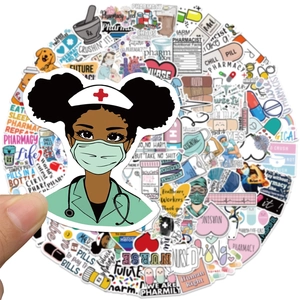 Lot de stickers imperméables pour la Journée des infirmières avec divers motifs médicaux