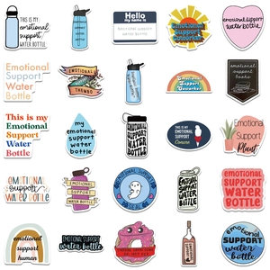 Collection of 50 waterproof emotional support stickers for water bottles and laptops