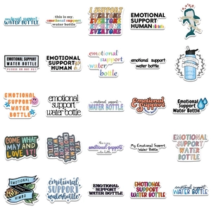 50pcs Emotional Support waterproof stickers for water bottles and luggage decoration