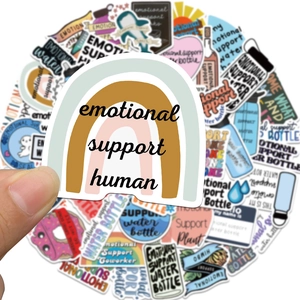 50pcs Emotional Support Human waterproof stickers for water bottles and luggage decoration