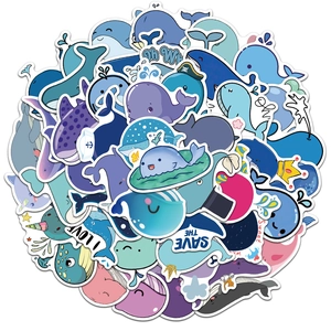Cartoon Wal Wasserdichte Aufkleber PVC Ästhetik Ozean Tier Decals Für Laptop Skateboard Gepäck Scrapbooking DIY Deko Geschenk