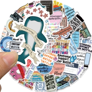 50pcs Emotional Support stickers for water bottles, waterproof vinyl decals for luggage