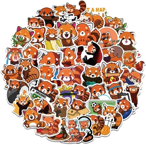 50 pieces of cute red panda cartoon stickers for luggage laptops and water bottles