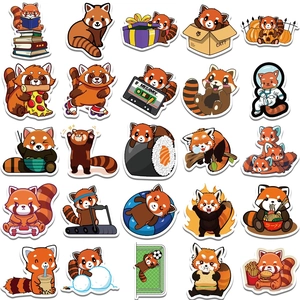 50 pieces of cute red panda stickers for luggage laptops and scrapbooking decoration