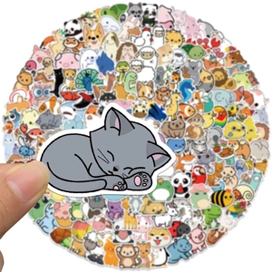 200 wasserfeste Cartoon-Tieraufkleber für Laptop und Koffer mit Katzen- und Panda-Motiven