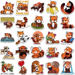 Collection of 25 cute red panda cartoon stickers for laptops and luggage decoration