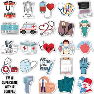50 pieces of medical nurse and doctor themed waterproof stickers for laptops and bottles