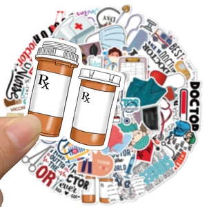 Waterproof medical stickers featuring doctors, nurses, and stethoscopes for laptops