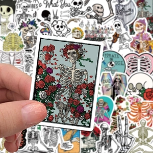 50 pieces of colorful gothic skeleton stickers for skateboard guitar and laptop decoration