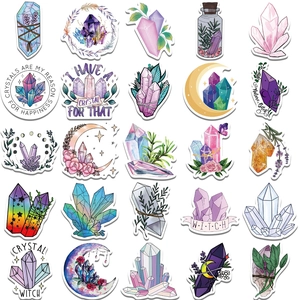 Dreamy 50pcs waterproof crystal stickers with magic forest and crescent moon motifs