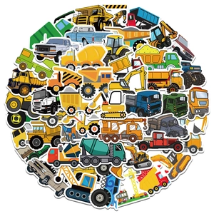 Lot de 50 autocollants de camions de chantier colorés pour ordinateurs et bagages