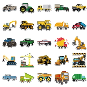 Lot de 50 autocollants de camions de chantier étanches pour DIY bagages et ordinateurs