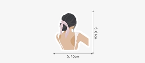 Detail showing dimension 5.81cm by 5.15cm of abstract aesthetic woman sticker
