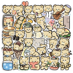 Detailed view of 40 pieces cute brown bear stickers for scrapbooking and decoration