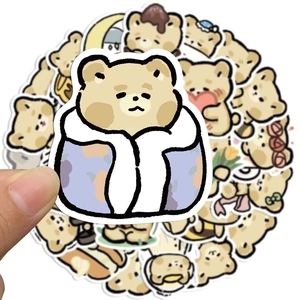 Set of 40 cute cartoon brown bear stickers for scrapbooking and luggage decoration