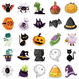 Set of 100 cute cartoon Halloween stickers featuring pumpkins, ghosts, and bats for decor