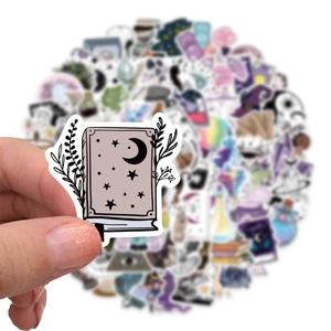 100pcs Bohemian Wizard stickers featuring mystical moon and stars for laptop decor