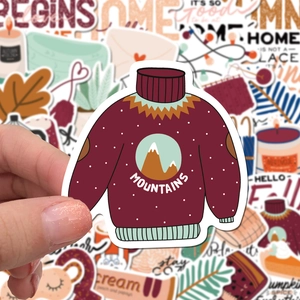 50pcs autumn aesthetic waterproof graffiti stickers featuring cozy mountain sweater design