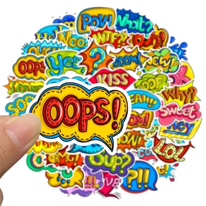 Set of 46 colorful cartoon speech bubble stickers for laptop and luggage decor