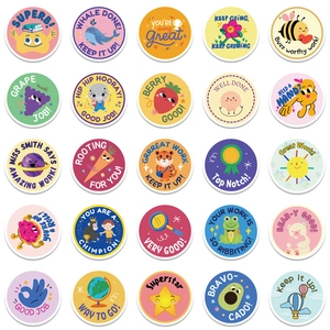 Set of 50 pieces cute animal reward stickers for kids featuring motivational English phrases