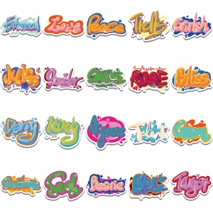 Set of 20 3D street art graffiti stickers for laptop and helmet with cool English words