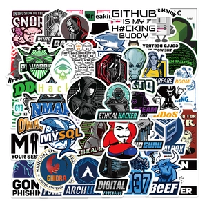 Hacker Themed Waterproof Stickers For Laptop Skateboard Luggage Water Bottle Cybersecurity Programmer Tech Graffiti Decals