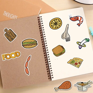 50 pieces of cartoon food graffiti stickers for luggage, bottles, and DIY decoration