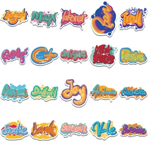 Set of 40 cool 3D graffiti English alphabet stickers for laptops and car helmets