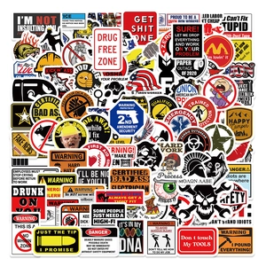 Waterproof PVC Stickers For Hard Hat Helmet Toolbox Laptop Luggage Water Bottle Industrial Warning Slogans Graffiti DIY Decorative Decals Multicolored