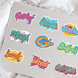 Set of 40 cool 3D graffiti English stickers for laptop and helmet decoration