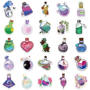 50pcs Cartoon Magic Potion stickers set with colorful mystical potion bottles designs