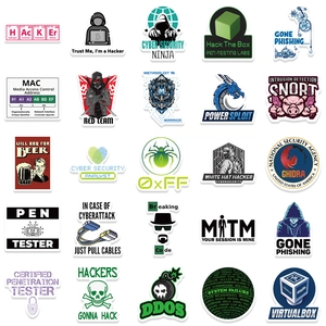 50pcs waterproof hacker graffiti stickers for laptops with cyber security themes