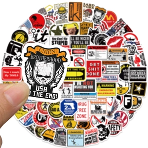 Set of 98 waterproof vinyl stickers for hard hats and toolboxes with diverse graphic designs