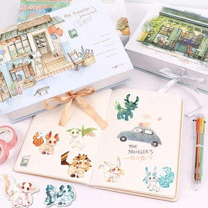 Original fantasy animal stickers in cartoon style for DIY scrapbooking and journals