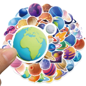 50 pieces of colorful cartoon planet and space stickers for laptops and water bottles