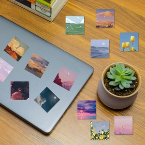 Pack of 50 original oil painting landscape art stickers for laptops and journals