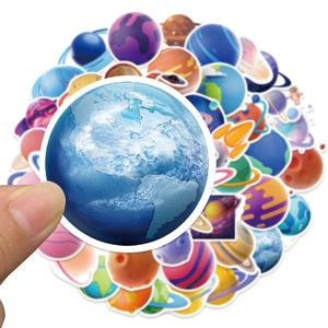 50pcs colorful space planet stickers set with cute astronaut and galaxy designs