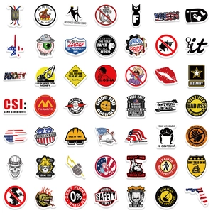56 pieces of durable vinyl hard hat stickers with OSHA safety and patriotic designs