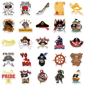 50pcs waterproof pirate graffiti stickers featuring skull map and ship for laptop decor