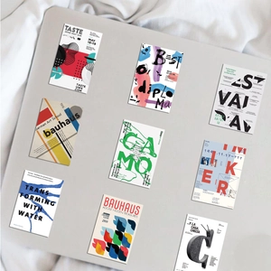 Bauhaus vintage abstract geometric art stickers for luggage and skateboards set of 9